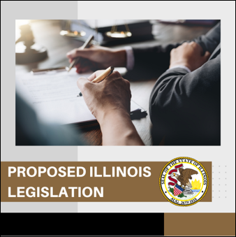 Proposed Illinois Legislation. Closeup on two individuals writing on a clipboard
